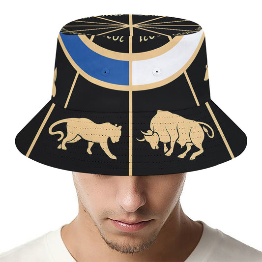 Chinese Zodiac Calendar Wheel Print Bucket Hat