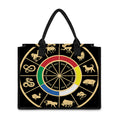 Chinese Zodiac Calendar Wheel Print Canvas Tote Bag