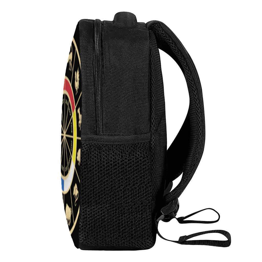 Chinese Zodiac Calendar Wheel Print Casual Backpack