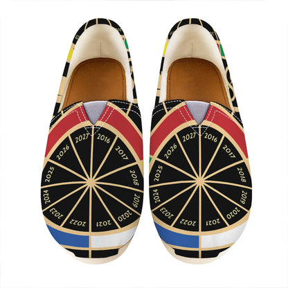 Chinese Zodiac Calendar Wheel Print Casual Shoes