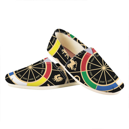Chinese Zodiac Calendar Wheel Print Casual Shoes