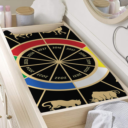 Chinese Zodiac Calendar Wheel Print Changing Pad Cover