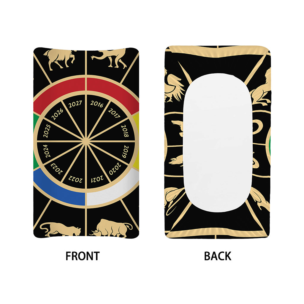 Chinese Zodiac Calendar Wheel Print Changing Pad Cover