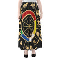 Chinese Zodiac Calendar Wheel Print Chiffon Maxi Skirt