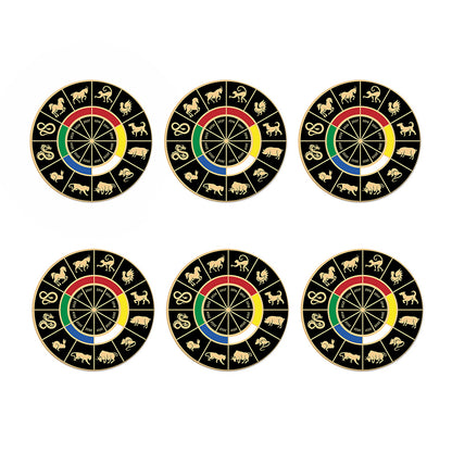 Chinese Zodiac Calendar Wheel Print Coaster Set