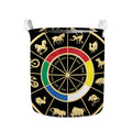 Chinese Zodiac Calendar Wheel Print Collapsible Laundry Basket