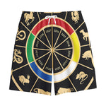 Chinese Zodiac Calendar Wheel Print Cotton Shorts