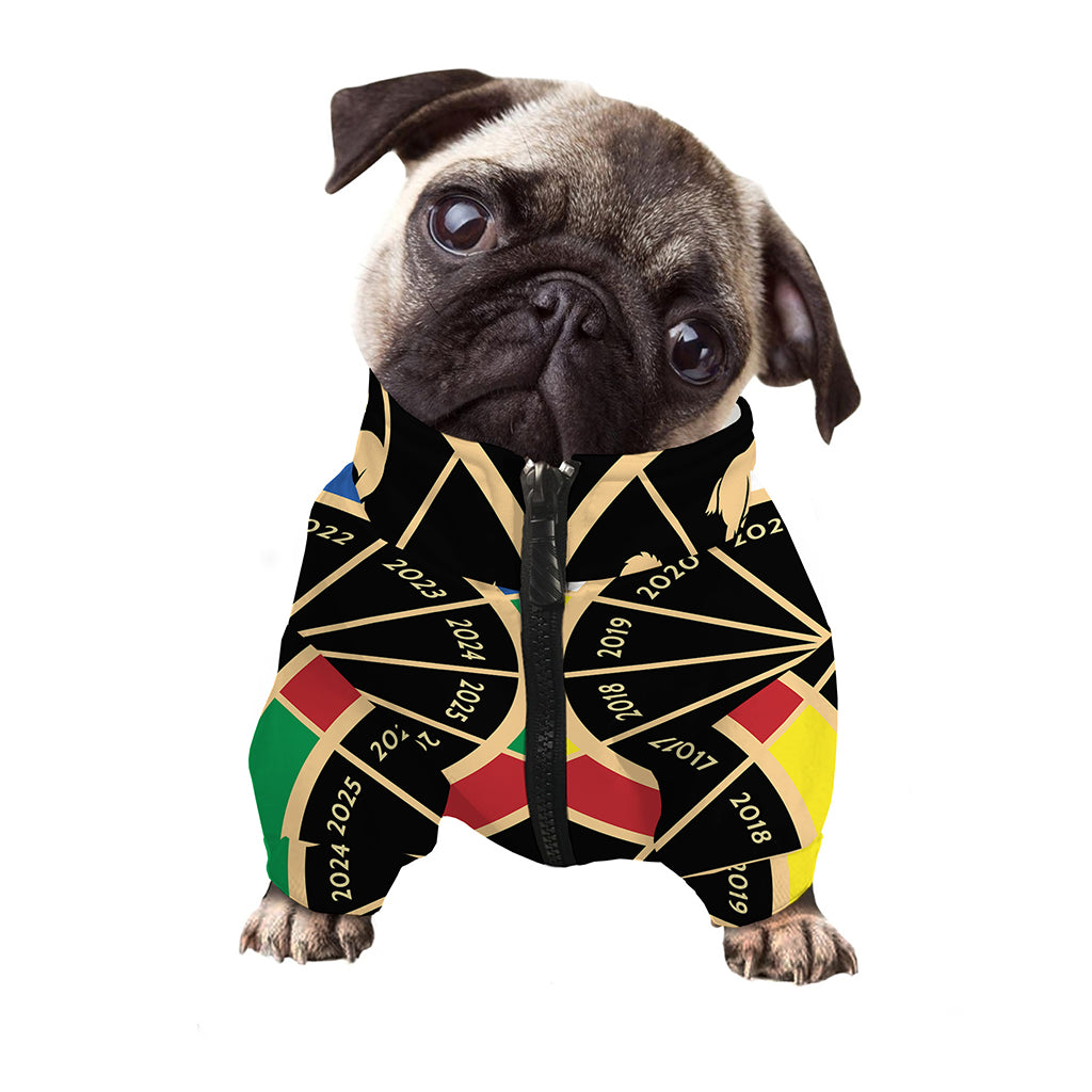 Chinese Zodiac Calendar Wheel Print Dog Zip Up Jacket