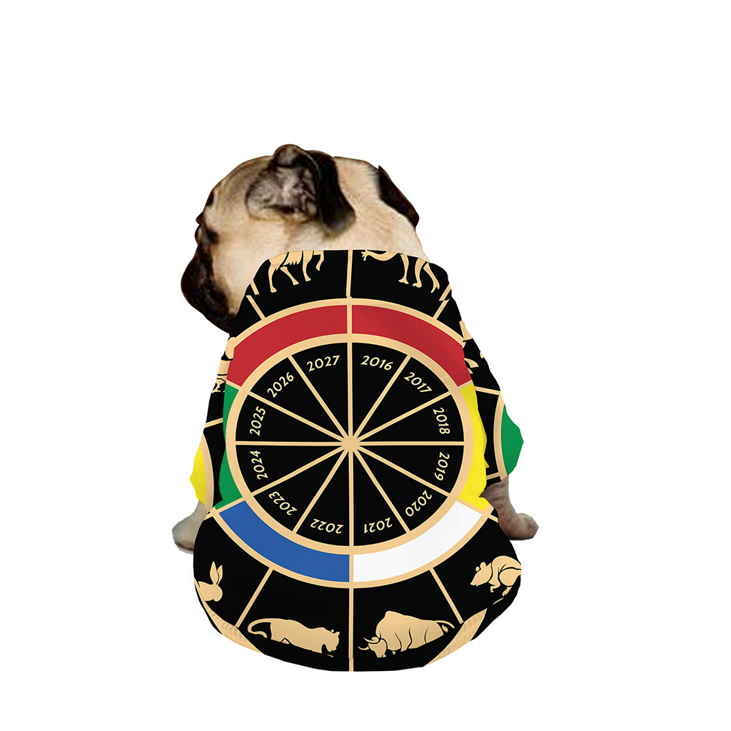 Chinese Zodiac Calendar Wheel Print Dog Zip Up Jacket