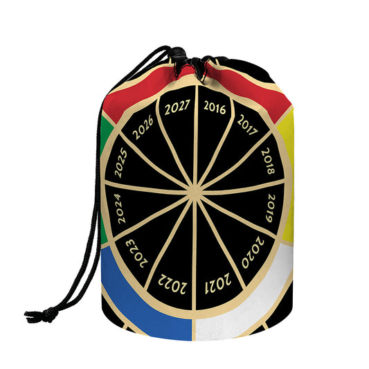 Chinese Zodiac Calendar Wheel Print Drawstring Makeup Bag