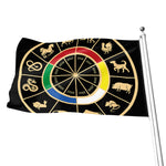 Chinese Zodiac Calendar Wheel Print Flag