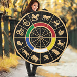 Chinese Zodiac Calendar Wheel Print Foldable Umbrella
