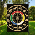 Chinese Zodiac Calendar Wheel Print Garden Flag