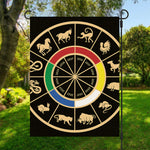 Chinese Zodiac Calendar Wheel Print Garden Flag