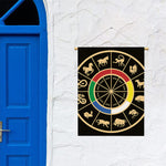 Chinese Zodiac Calendar Wheel Print Garden Flag