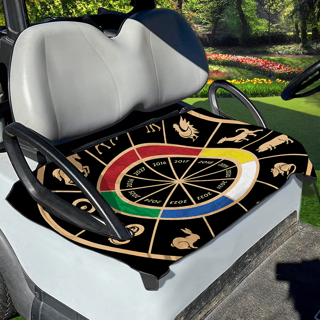 Chinese Zodiac Calendar Wheel Print Golf Cart Seat Cover