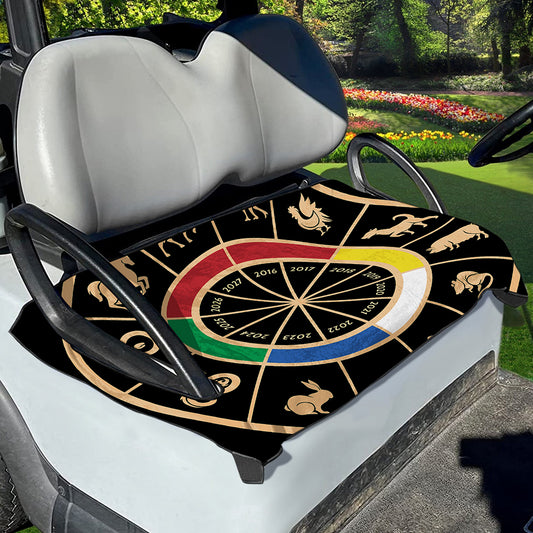 Chinese Zodiac Calendar Wheel Print Golf Cart Seat Cover