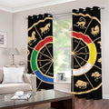 Chinese Zodiac Calendar Wheel Print Grommet Curtains