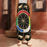 Chinese Zodiac Calendar Wheel Print Harem Pants