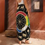 Chinese Zodiac Calendar Wheel Print Harem Pants