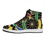 Chinese Zodiac Calendar Wheel Print High Top Leather Sneakers