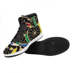 Chinese Zodiac Calendar Wheel Print High Top Leather Sneakers