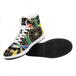Chinese Zodiac Calendar Wheel Print High Top Leather Sneakers