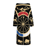 Chinese Zodiac Calendar Wheel Print Hooded Bathrobe
