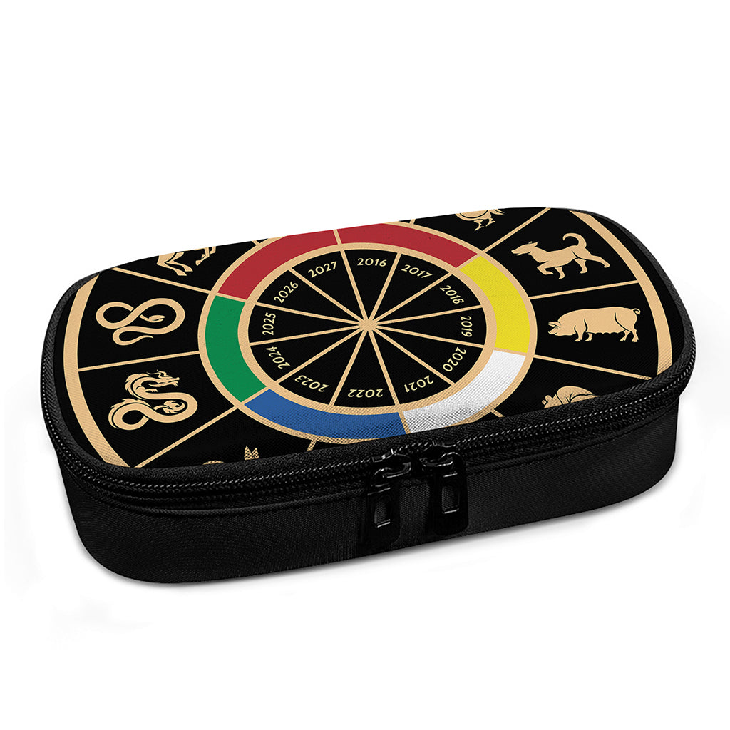 Chinese Zodiac Calendar Wheel Print Insulin Cooler Travel Case