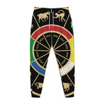 Chinese Zodiac Calendar Wheel Print Jogger Pants