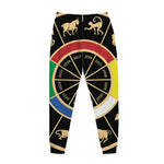Chinese Zodiac Calendar Wheel Print Jogger Pants