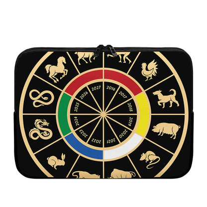 Chinese Zodiac Calendar Wheel Print Laptop Sleeve