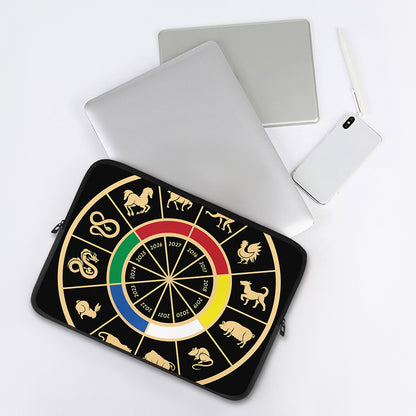 Chinese Zodiac Calendar Wheel Print Laptop Sleeve