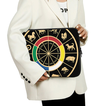 Chinese Zodiac Calendar Wheel Print Laptop Sleeve