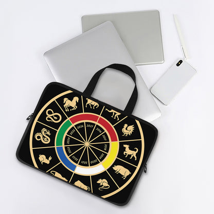Chinese Zodiac Calendar Wheel Print Laptop Sleeve With Handle
