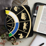 Chinese Zodiac Calendar Wheel Print Leather Bible Cover
