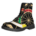 Chinese Zodiac Calendar Wheel Print Lace-Up Boots