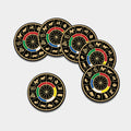 Chinese Zodiac Calendar Wheel Print Leather Coaster Set