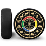 Chinese Zodiac Calendar Wheel Print Leather Spare Tire Cover