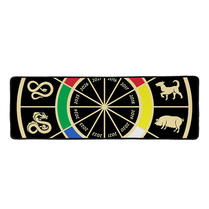 Chinese Zodiac Calendar Wheel Print Long Kitchen Mat