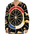 Chinese Zodiac Calendar Wheel Print Long Sleeve Baseball Jersey