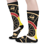 Chinese Zodiac Calendar Wheel Print Long Socks