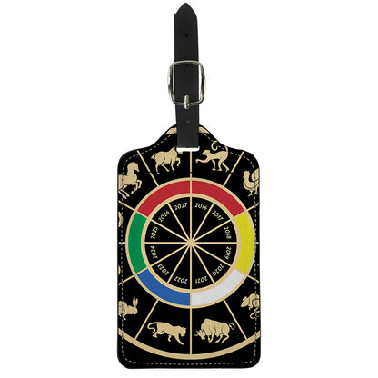 Chinese Zodiac Calendar Wheel Print Luggage Tag
