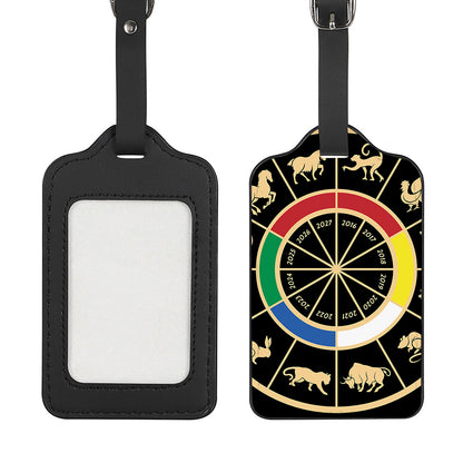 Chinese Zodiac Calendar Wheel Print Luggage Tag
