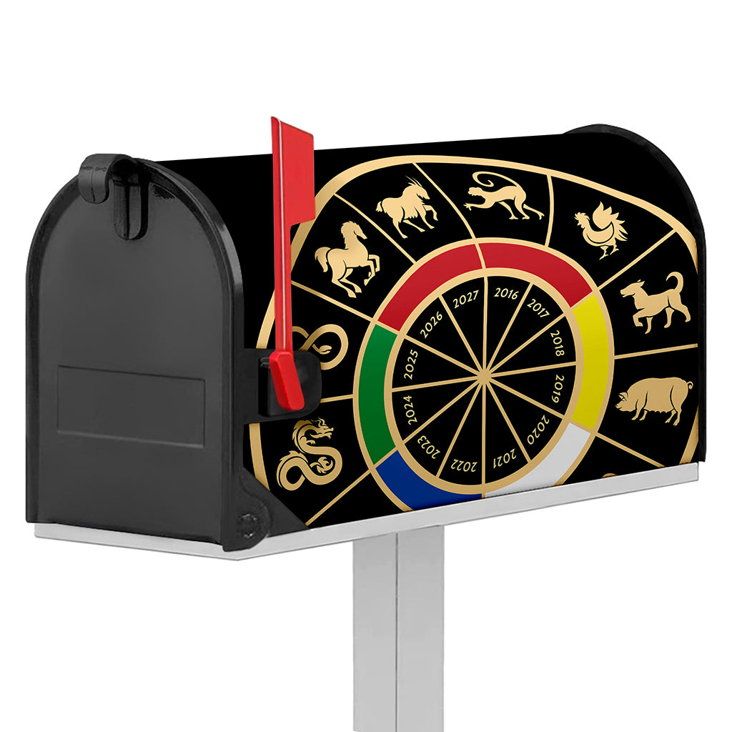 Chinese Zodiac Calendar Wheel Print Mailbox Cover