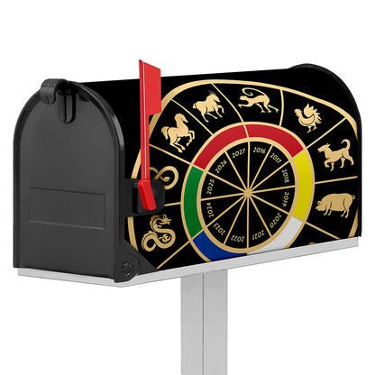 Chinese Zodiac Calendar Wheel Print Mailbox Cover