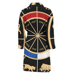 Chinese Zodiac Calendar Wheel Print Men's Bathrobe