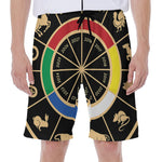 Chinese Zodiac Calendar Wheel Print Men's Beach Shorts