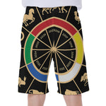 Chinese Zodiac Calendar Wheel Print Men's Beach Shorts