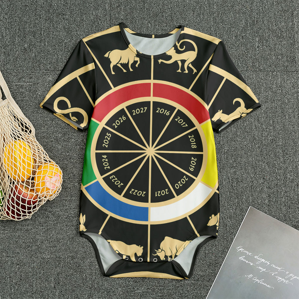 Chinese Zodiac Calendar Wheel Print Men's Bodysuit